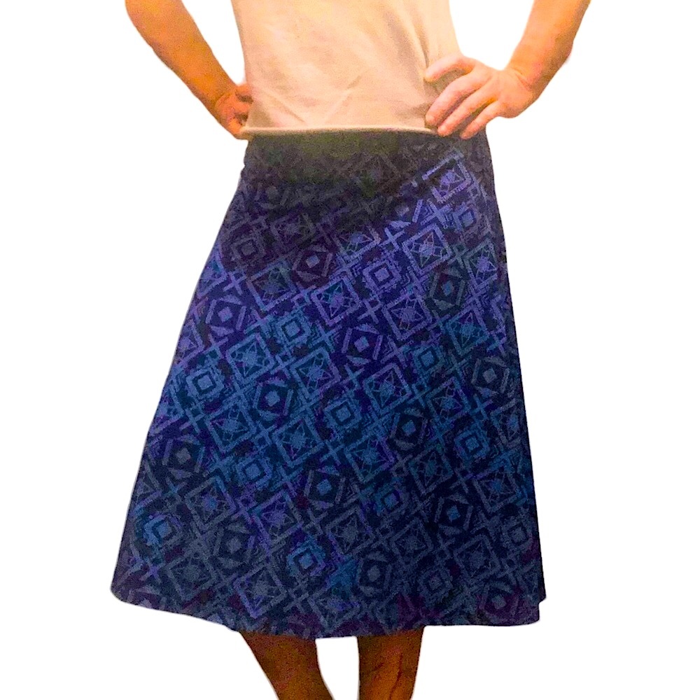 LuLaRoe geometric blue patterned skirt, size - XL